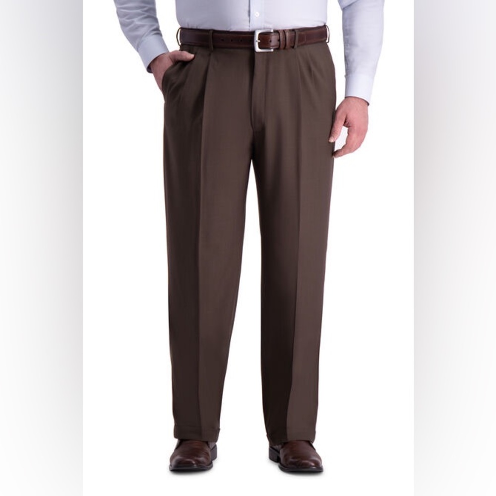 Brown Bernard Zins pleated dress pants